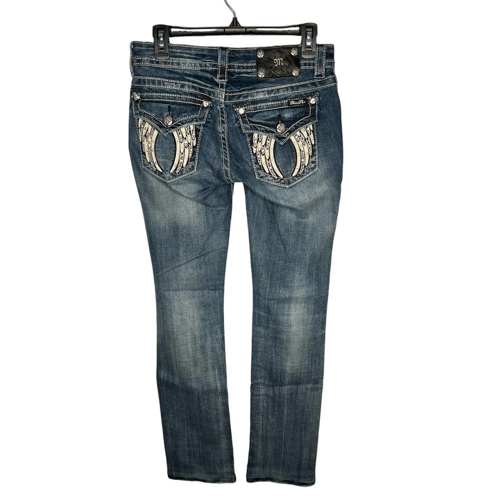 Miss Me Women’s Angel Wing Embellished Signature Straight Denim Jeans Size 27